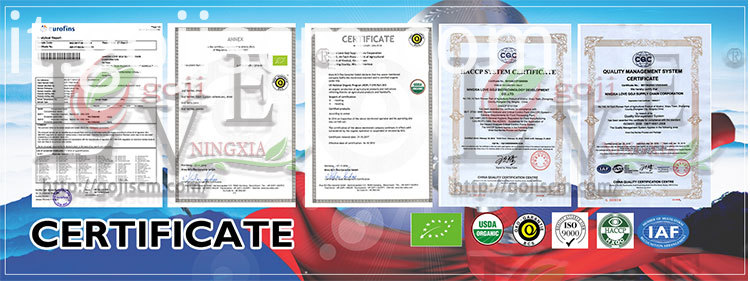 Nuovo certificato Natural Goji Berry New Natural Goji Berry certificate